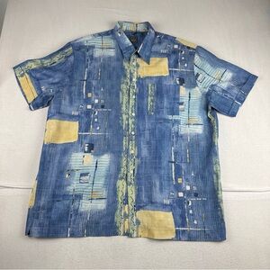 Haupt Mens Geometric Short Sleeve Abstract Shirt 2XL Colorful Art 90s Y2K